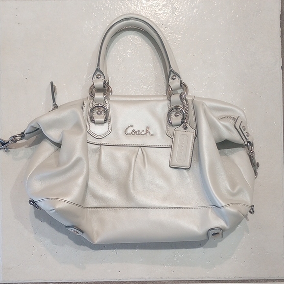 Coach White Leather Satchel with Silver Hardware - Picture 1 of 7